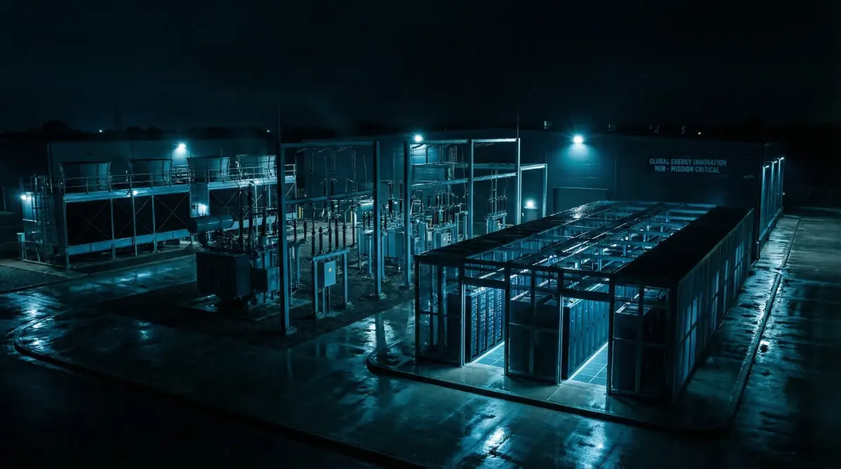 Containerised battery energy storage at night