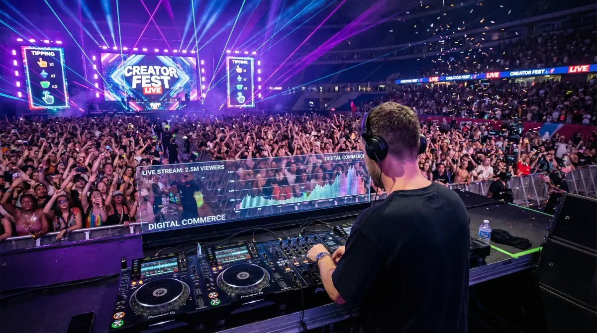 A DJ performing to a large crowd